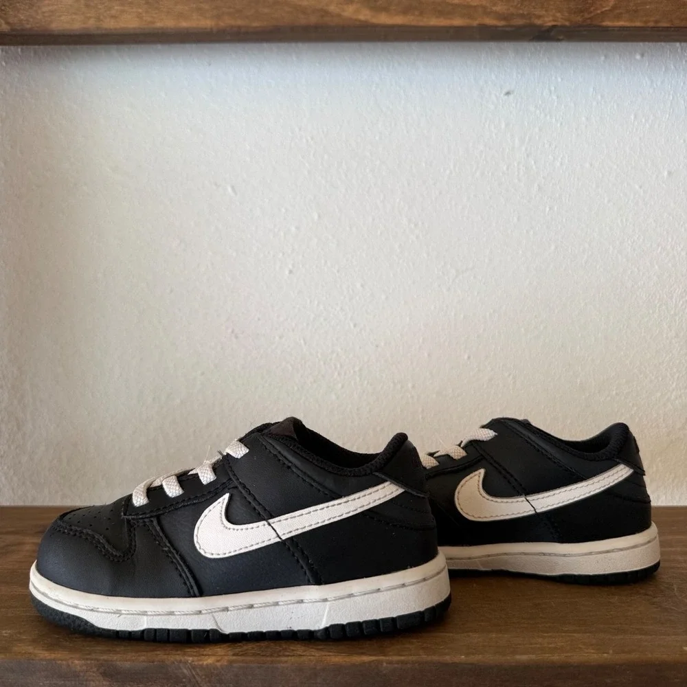 Nike Dunk Low Reverse Panda TD Sneakers Toddler Size 8C Black White DH9761-002